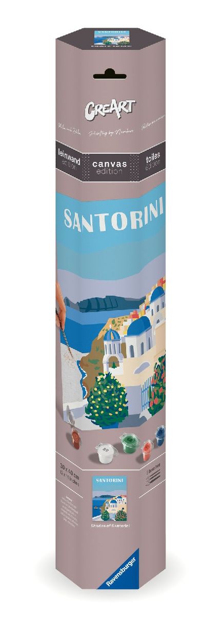 CreArt, Malen nach Zahlen Canvas Leinwand - Farbenfrohes Santorini