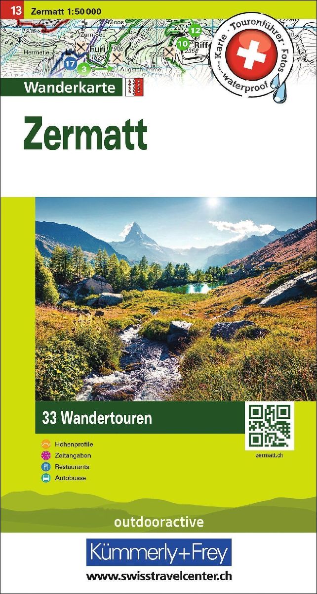 Kümmerly+Frey Wandertourenkarte 13 Zermatt 1:50.000