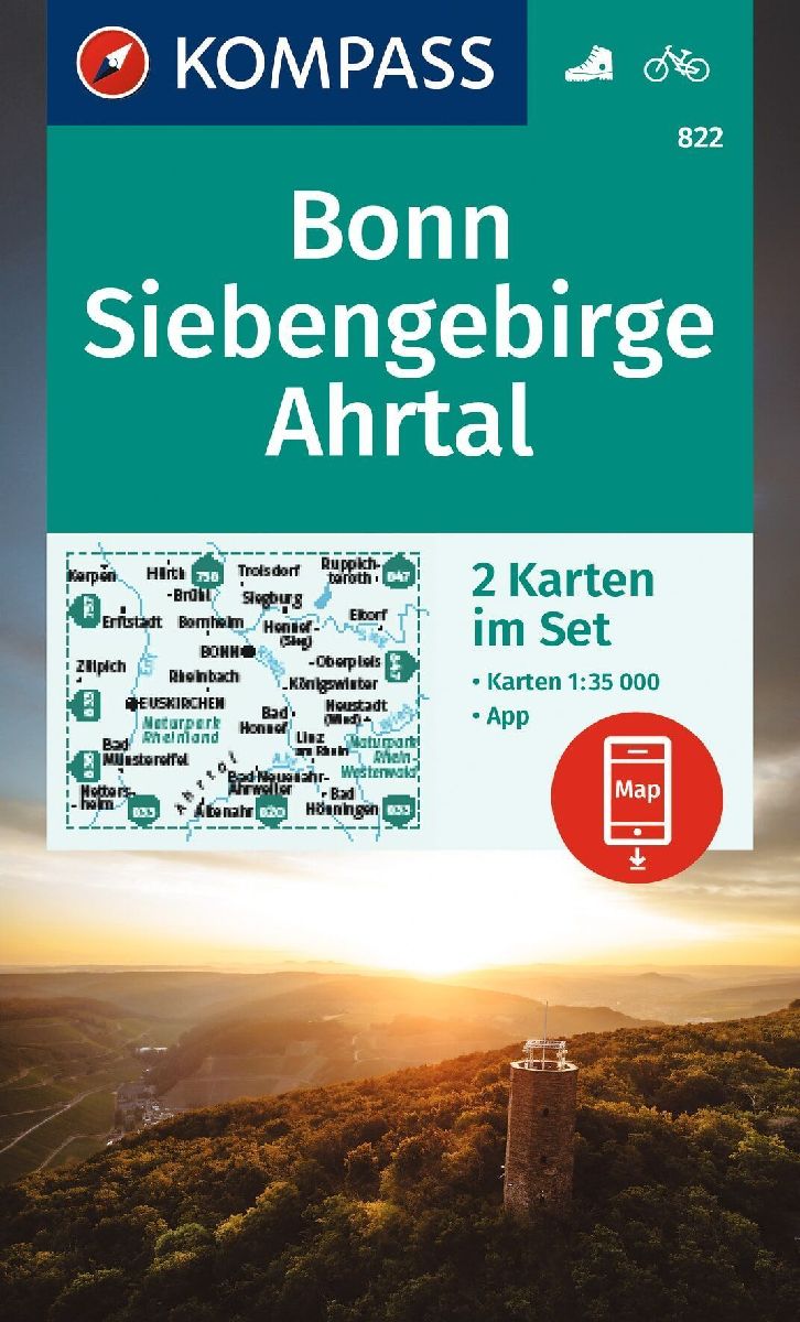 KOMPASS Wanderkarten-Set 822 Bonn, Siebengebirge, Ahrtal (2 Karten) 1:35.000