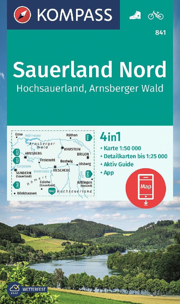 KOMPASS Wanderkarte 841 Sauerland Nord, Hochsauerland, Arnsberger Wald 1:50.000