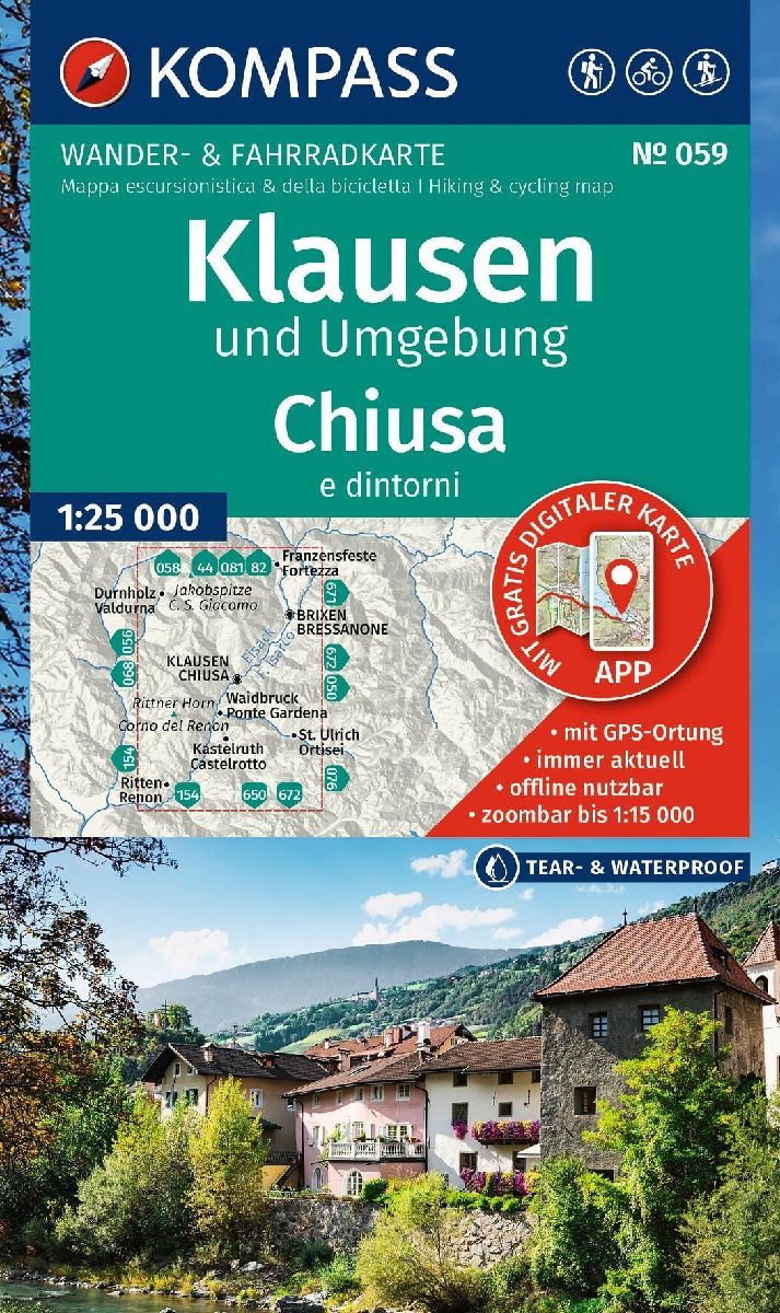 KOMPASS Wanderkarte 059 Klausen und Umgebung / Chiusa e dintorni 1:25.000