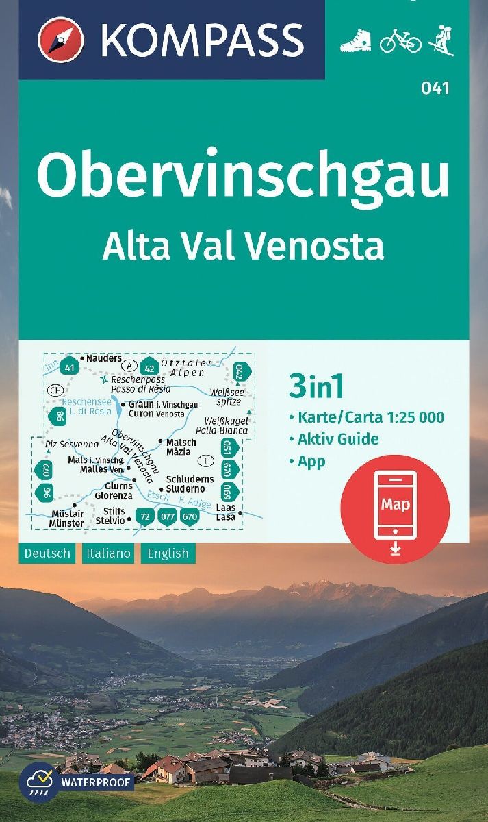 KOMPASS Wanderkarte 041 Obervinschgau / Alta Val Venosta 1:25.000