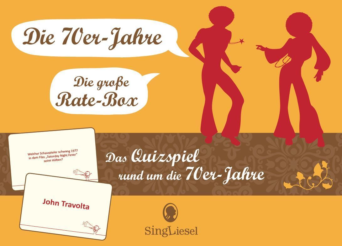 Das große 70er-Jahre-Quiz. Das Spiel für Senioren rund um die 70er Jahre. Spiele-Box mit 100 Karten