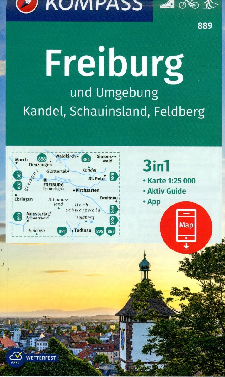 KOMPASS Wanderkarte 889 Freiburg und Umgebung, Kandel, Schauinsland, Feldberg 1:25.000