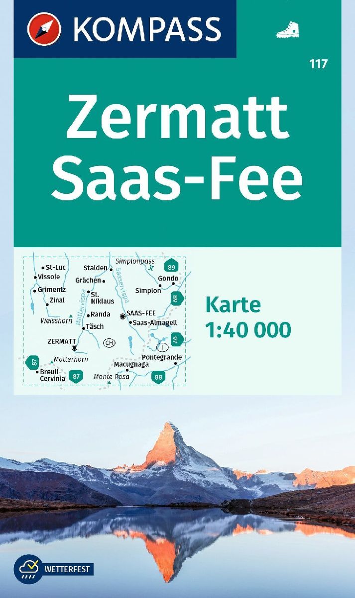 KOMPASS Wanderkarte 117 Zermatt, Saas-Fee 1:40.000