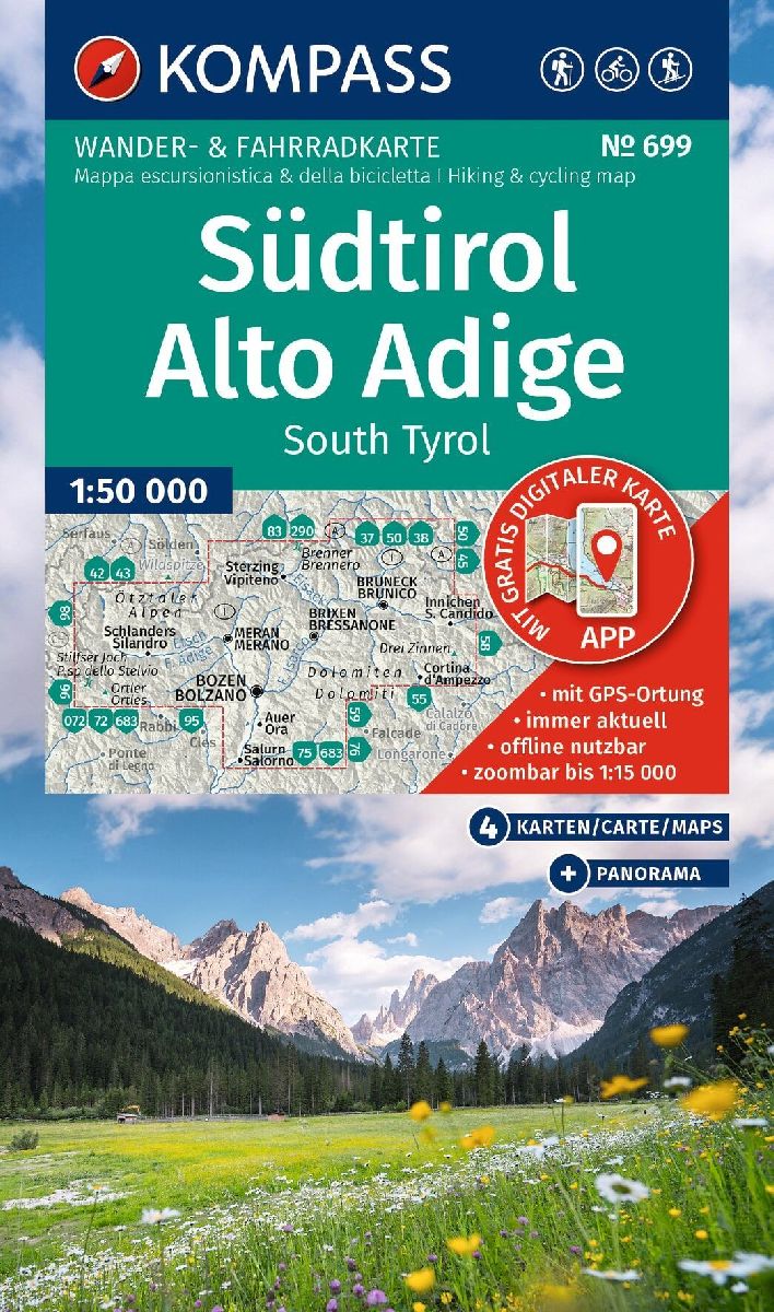 KOMPASS Wanderkarten-Set 699 Südtirol / Alto Adige / South Tyrol (4 Karten) 1:50.000