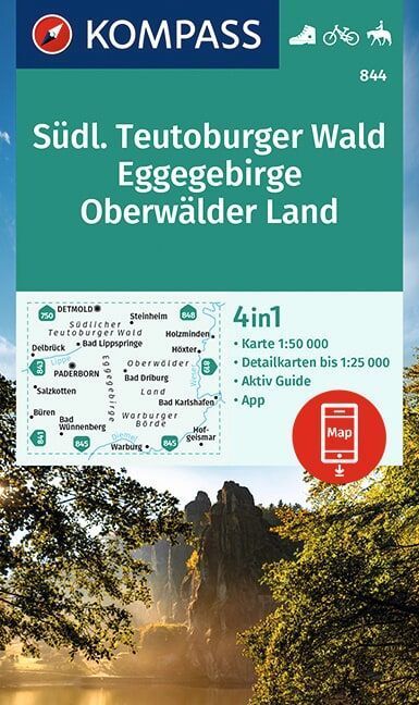 KOMPASS Wanderkarte 844 Südlicher Teutoburger Wald - Eggegebirge - Oberwälder Land 1:50.000