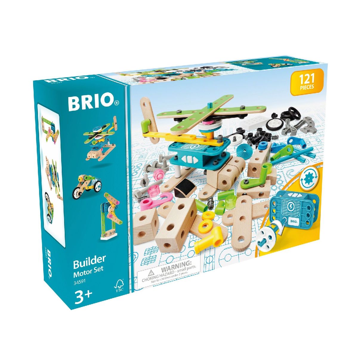 BRIO Builder 34591 Motor-Konstruktionsset 120 tlg. - Umfangreiches Set mit Motor zum Konstruieren von Hubschraubern, Autos und weiteren beweglichen Objekten im BRIO Builder Konstruktionssystem - Für Kinder ab 3 Jahren