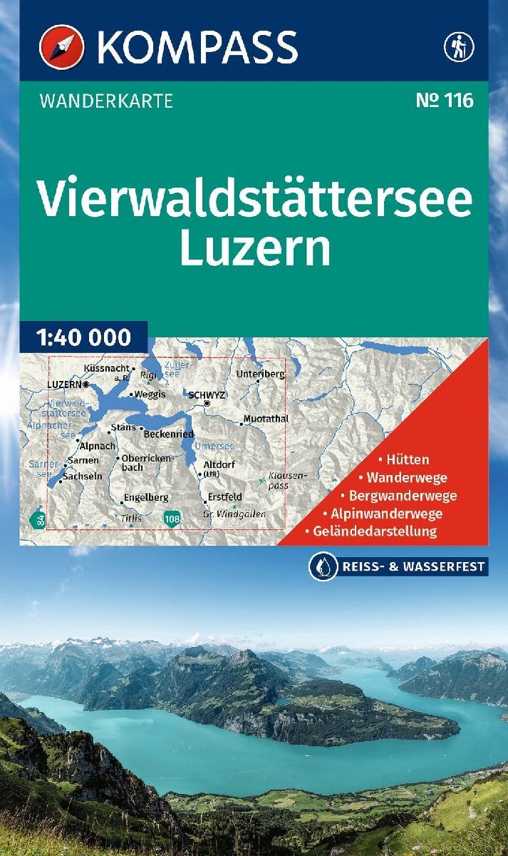 KOMPASS Wanderkarte 116 Vierwaldstättersee, Luzern 1:40.000