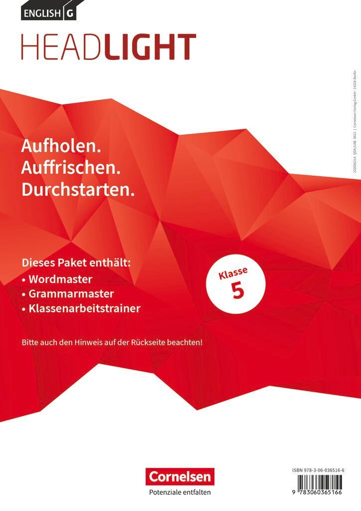 English G Headlight Band 1: 5. Schuljahr - Arbeitshefte Wordmaster, Grammarmaster und Klassenarbeitstrainer (Im Paket)