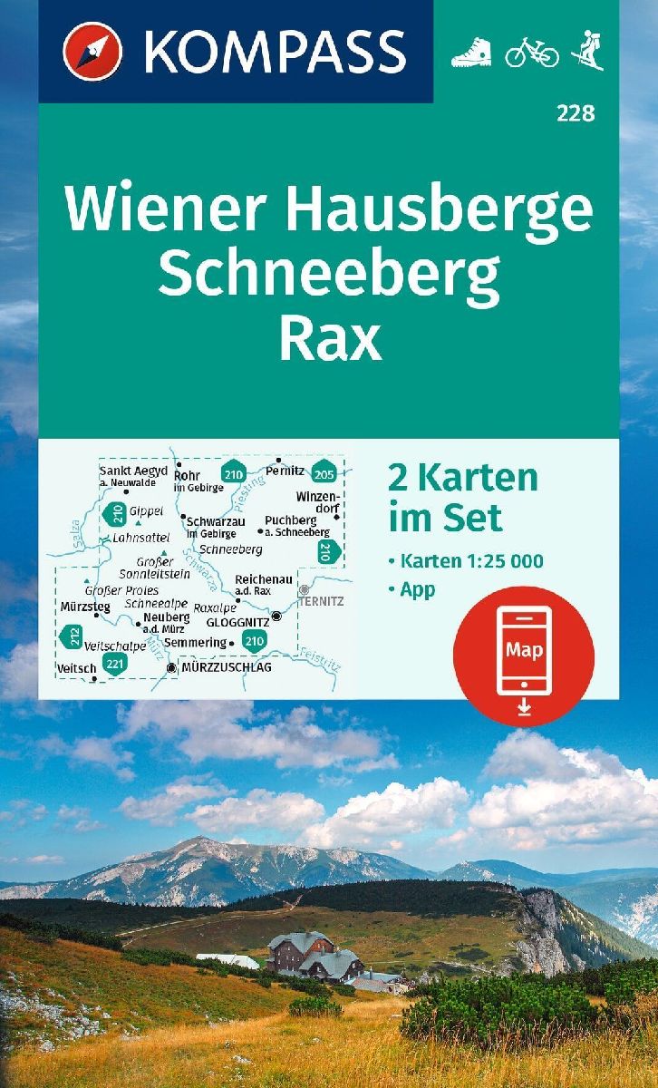 KOMPASS Wanderkarten-Set 228 Wiener Hausberge, Schneeberg, Rax (2 Karten) 1:25.000