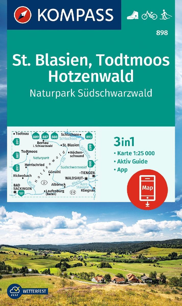 KOMPASS Wanderkarte 898 St. Blasien, Todtmoos, Hotzenwald, Naturpark Südschwarzwald 1:25.000