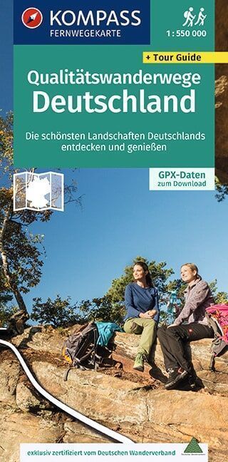 KOMPASS Fernwegekarte Qualitätswanderwege Deutschland 1:550.000