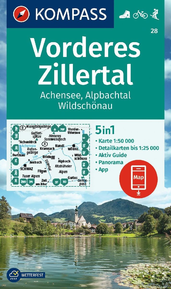 KOMPASS Wanderkarte 28 Vorderes Zillertal 1:50.000