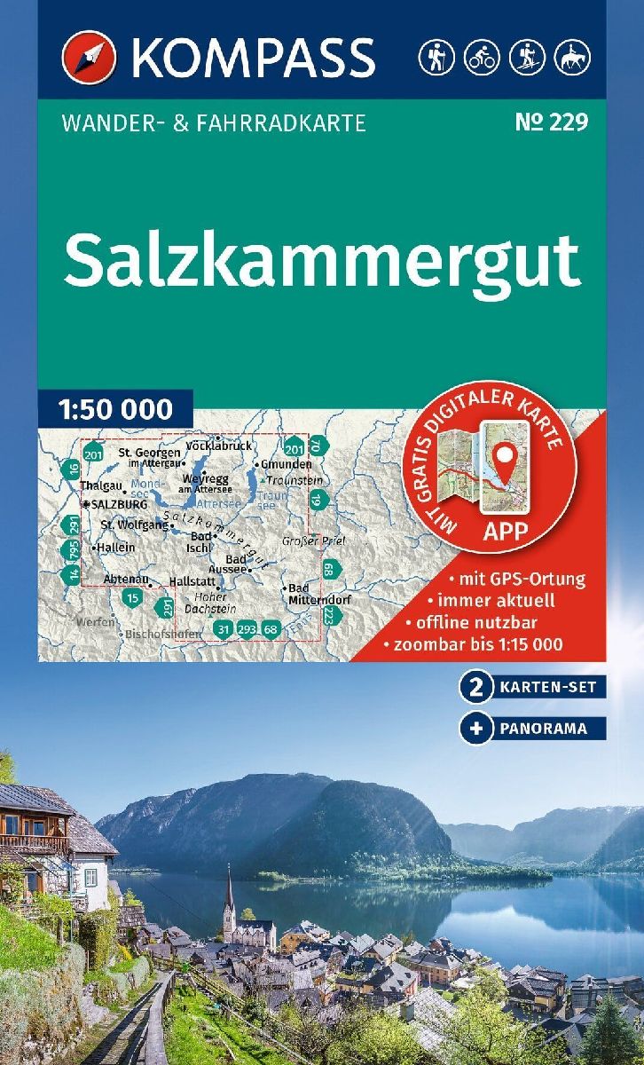 KOMPASS Wanderkarten-Set 229 Salzkammergut (2 Karten) 1:50.000