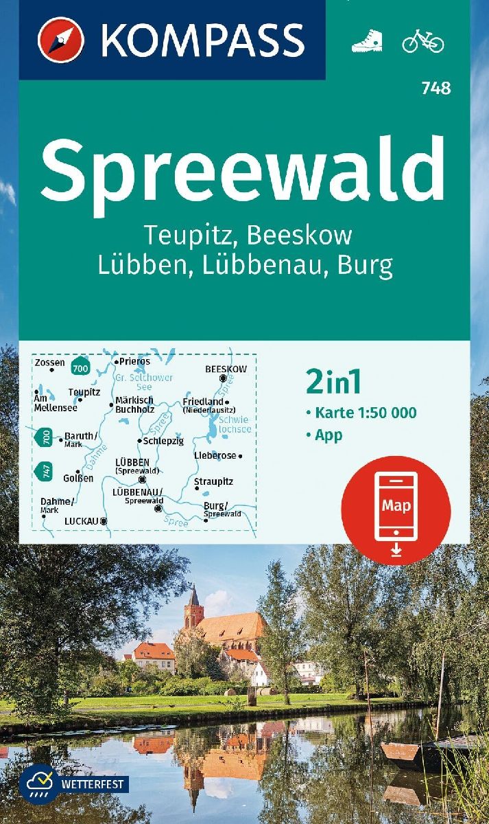 KOMPASS Wanderkarte 748 Spreewald, Teupitz, Beeskow, Lübben, Lübbenau, Burg 1:50.000