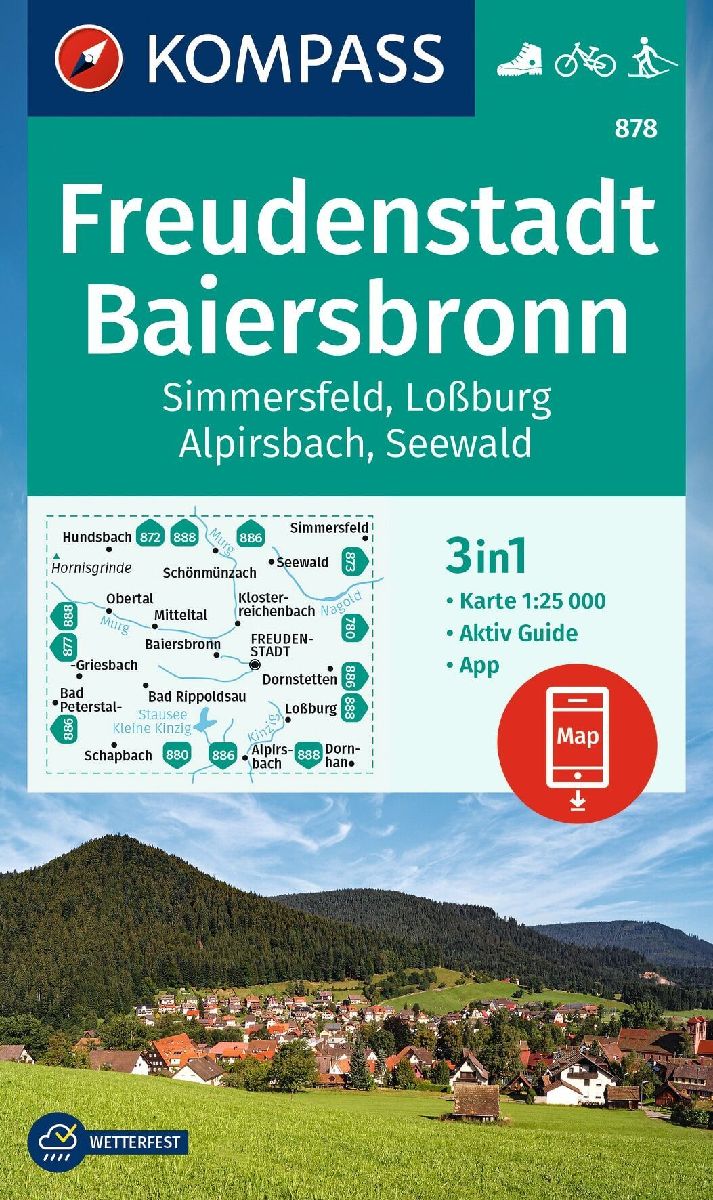 KOMPASS Wanderkarte 878 Freudenstadt, Baiersbronn, Simmersfeld, Loßburg, Alpirsbach 1:25.000