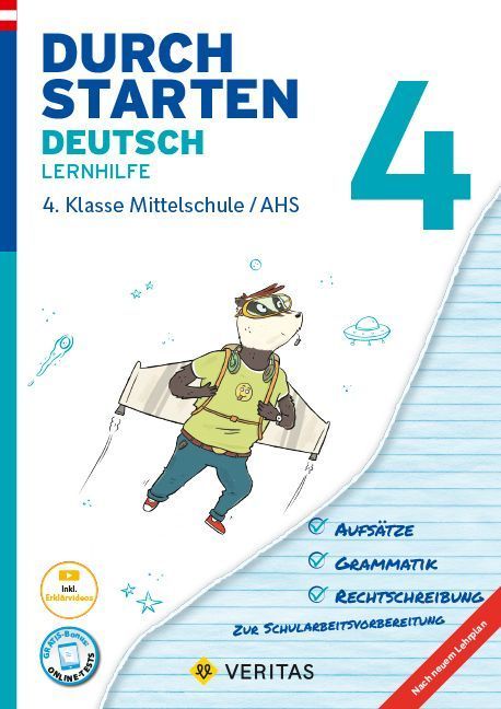 Durchstarten  4. Klasse - Deutsch Mittelschule/AHS - Lernhilfe mit herausnehmbares Lösungsheft