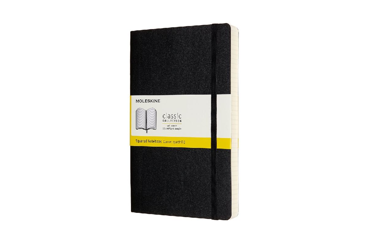 Moleskine Notizbuch Large/A5, Kariert, Erweiterte Seitenanzahl, Schwarz