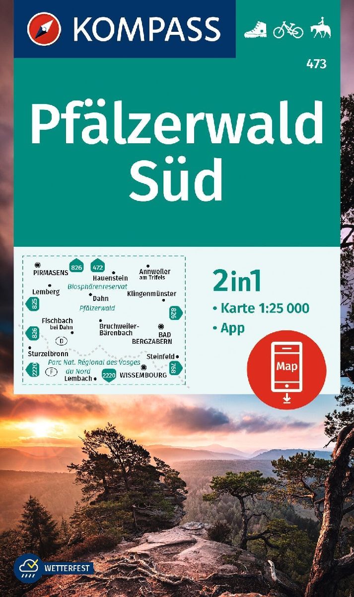 KOMPASS Wanderkarte 473 Pfälzerwald Süd 1:25.000