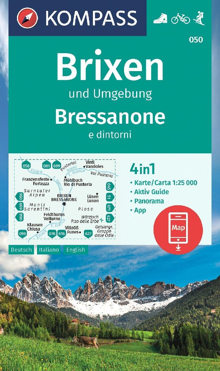 KOMPASS Wanderkarte 050 Brixen und Umgebung / Bressanone e dintorni 1:25.000