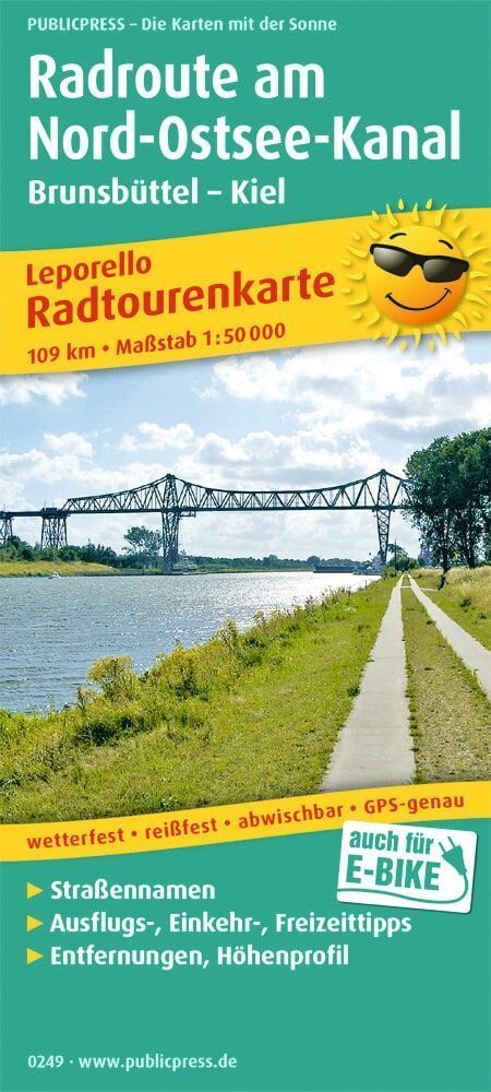 Radwanderkarte Radroute Nord-Ostsee-Kanal 1 : 50 000