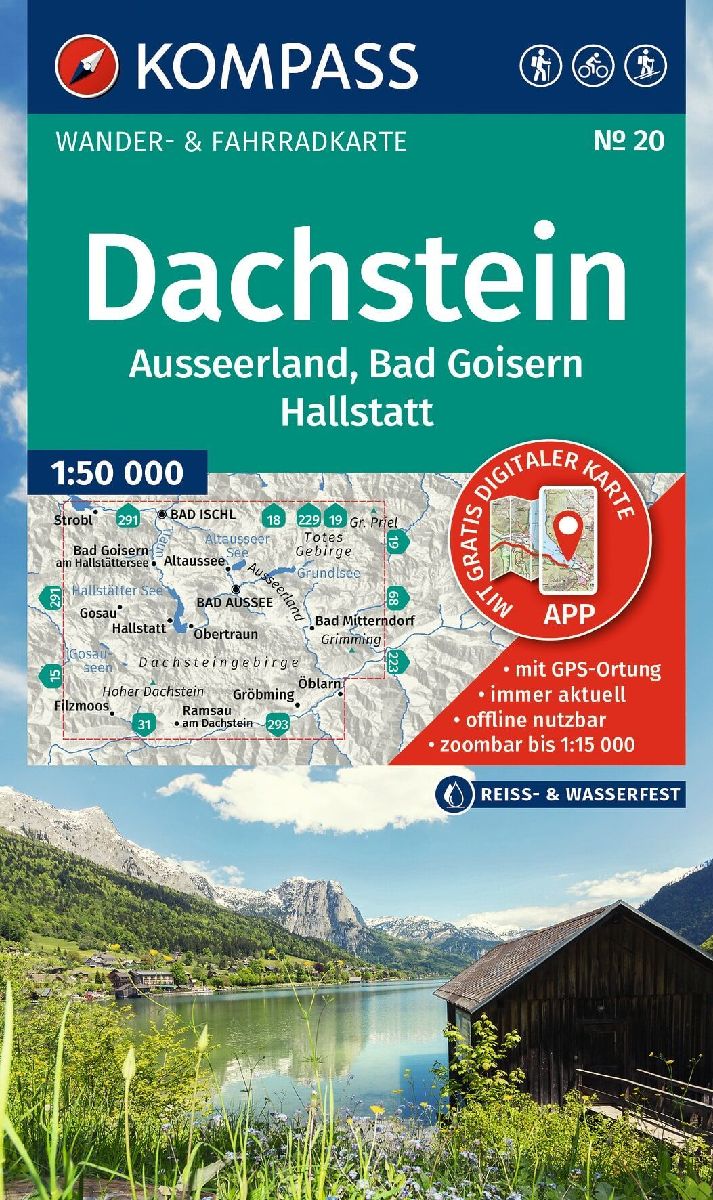 KOMPASS Wanderkarte 20 Dachstein, Ausseerland, Bad Goisern, Hallstatt 1:50.000