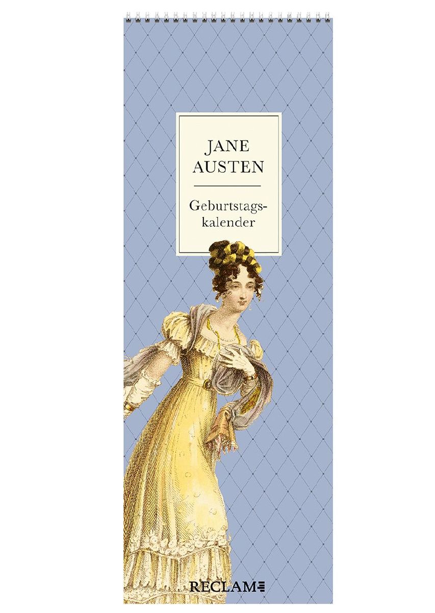 Jane Austen Geburtstagskalender | Immerwährender Wandkalender zum Eintragen im praktischen Streifenformat | Mit Illustrationen und Zitaten aus Jane Austens beliebtesten Romanen und Briefen