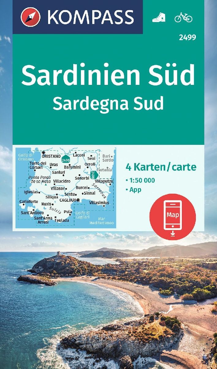 KOMPASS Wanderkarten-Set 2499 Sardinien Süd / Sardegna Sud (4 Karten) 1:50.000